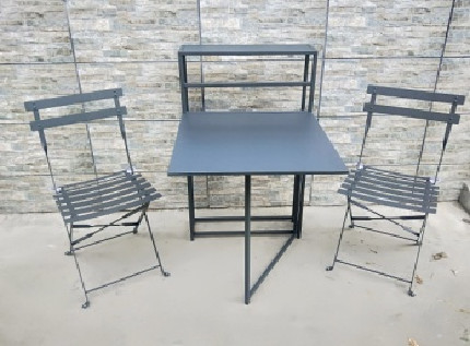 स्क्वायर स्टील 60 सेमी टेबल और कुर्सियाँ फ्लॉवर स्टैंड आउटडोर सेट