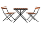 एक टेबल और दो कुर्सियां ​​​​आउटडोर गार्डन वुड टॉप मेटल फ्रेम फोल्डिंग सेट करें